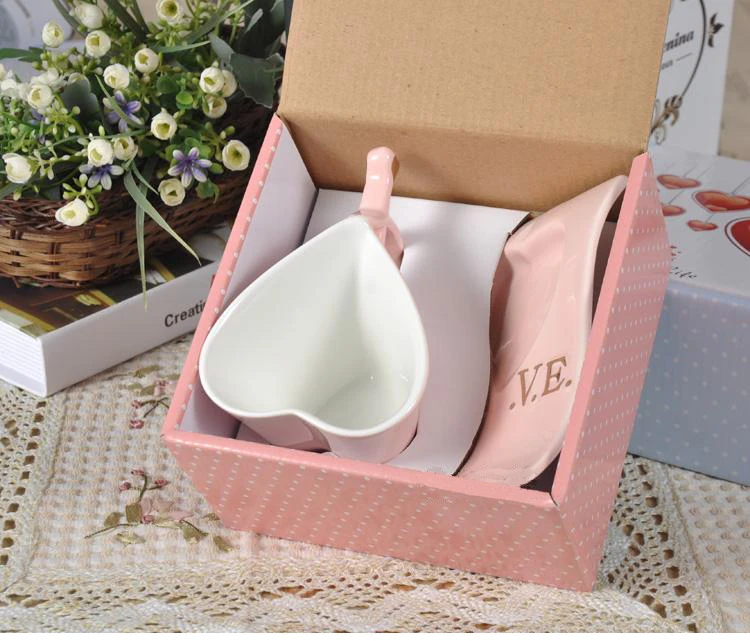 Креативная кофейная чашка в форме сердца с ложкой блюдо для влюбленных