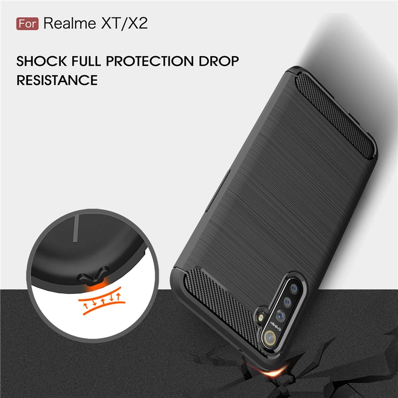 carbon fiber cover for oppo realme xt case silicone rubber bumper shockproof cover for oppo realme xt case realme xt 730g xt free global shipping