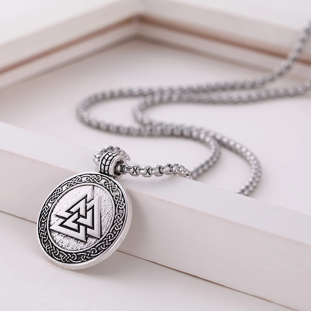 Винтажное мужское ожерелье LIKGREAT скандинавский круглый кулон цепь из нержавеющей