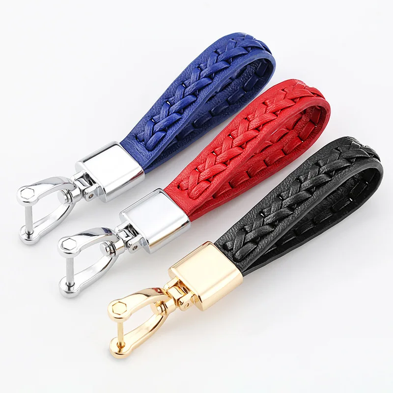 

Car Keychain Classic Men's Genuine Leather Keychains Hardware Pendant Waist Holder Alloy Key Ring High Quality Open Buckle