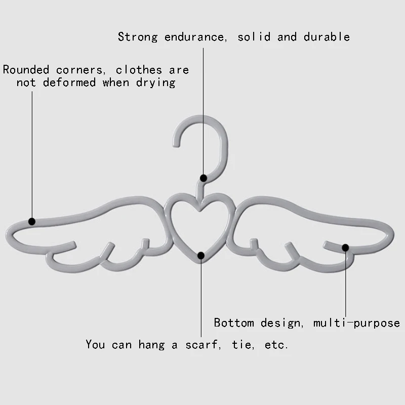 20 шт. Новый дизайн пластиковая вешалка для одежды Fly Angel Милый Белый Серый любящий
