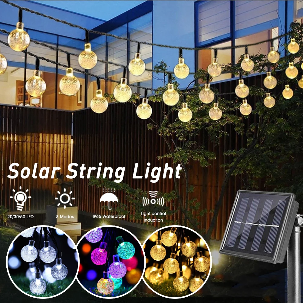 

100/50 LEDs Crystal Ball Solar Light Outdoor IP65 Waterproof String Fairy Lamps Solar Garden Garlands Christmas Decoration 5-12M