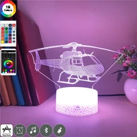 decorative nightlight acrylic night light led helicopter 3d desk lamp color changing bluetooth base kids friends birthday gift