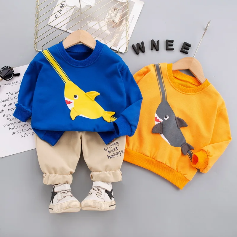 

Toddler Boys Clothing Sets Autumn Spring New Cute Cartoon Shark Tops +Pants Baby 2-piece Fashion Tracksuit Kids Casual Clothes