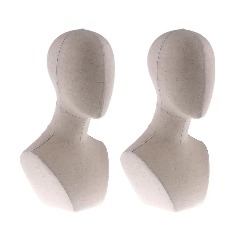 

2pcs Mannequin Manikin Head Jewelry Wigs Glasses Hat Hairband Display Stand with Shoulder Bust, 22inch