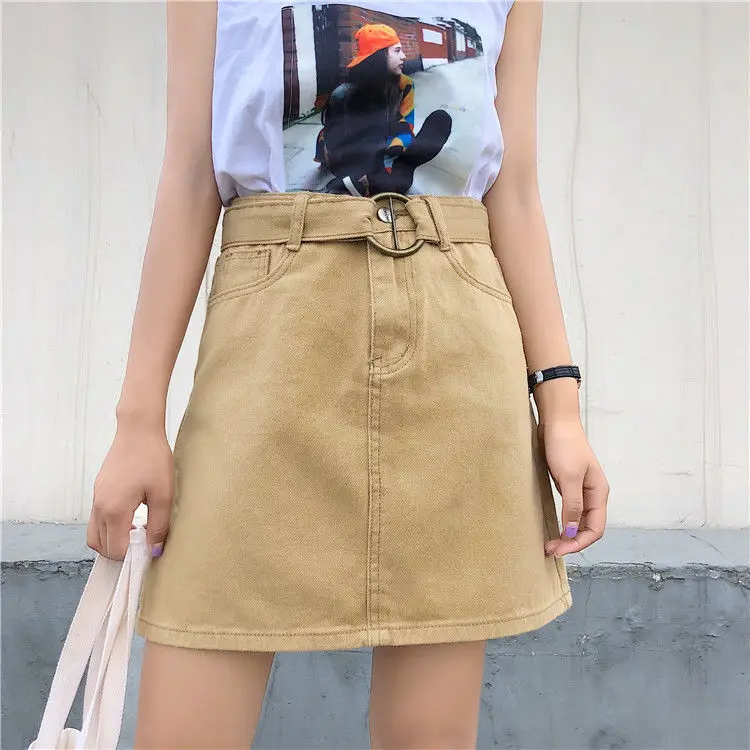 Женская модная джинсовая юбка с завышенной талией корейские туфли-лодочки цвета: