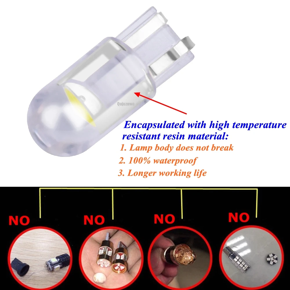 10 шт. T10 W5W WY5W COB LED Автомобильный Клин парковочный свет Поворотная боковая лампа