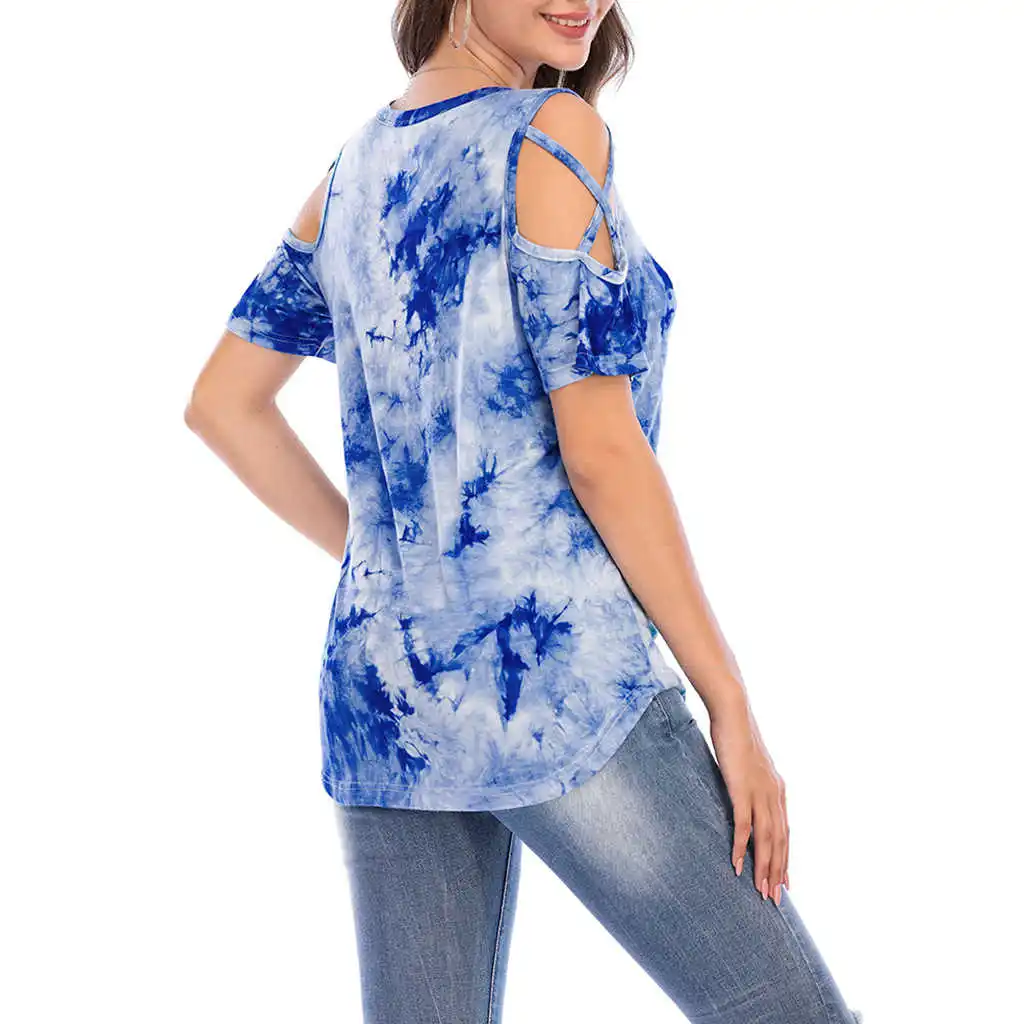 

Womens Summer Tshirts V Neck Cold Shoulder Tunic Tops Blouse Shirts shirts for women