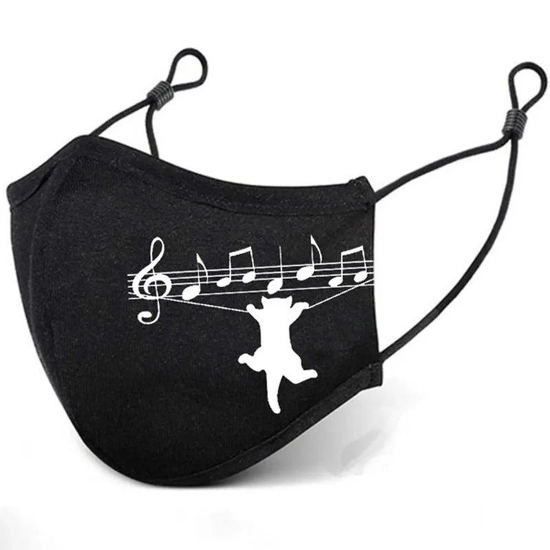 Маска для лица многоразовая унисекс тканевая с музыкальным принтом нот фильтром