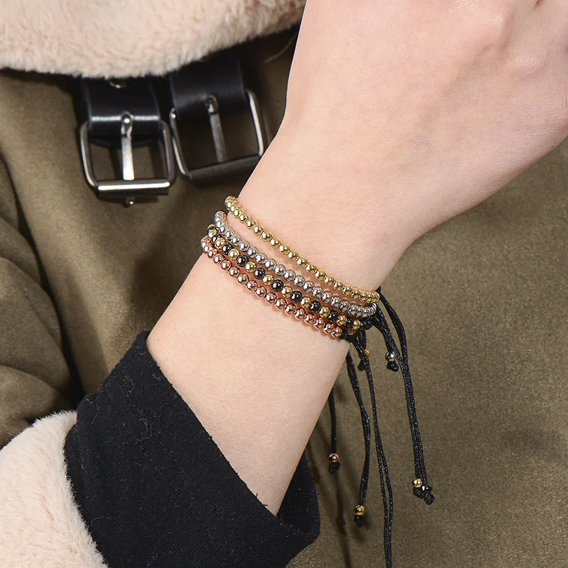 Медные бусины ручной работы 4 мм очаровательный плетеный браслет подарочные