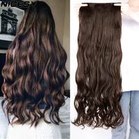 nicesy long wavy hairstyles synthetic 5 clip in hair extension 22inch32inch heat resistant hairpieces brown black