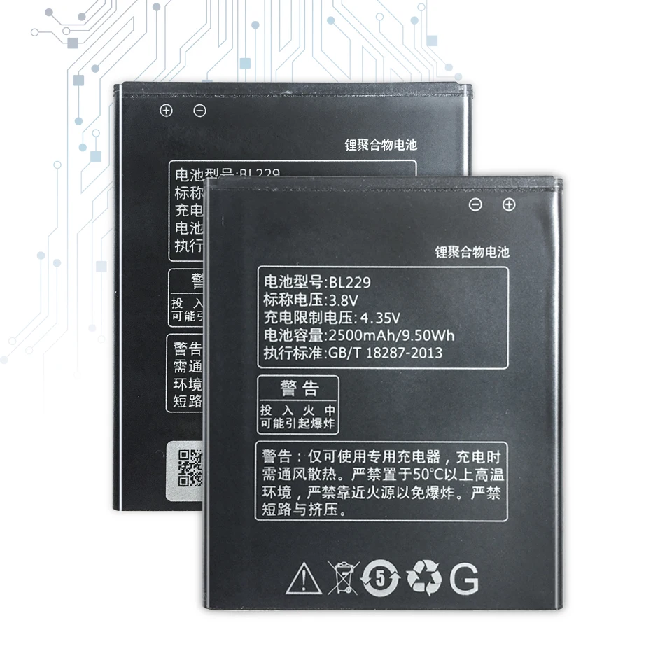 

2500mAh BL229 Сменный аккумулятор для Lenovo A8 A808T A806 номер отслеживания