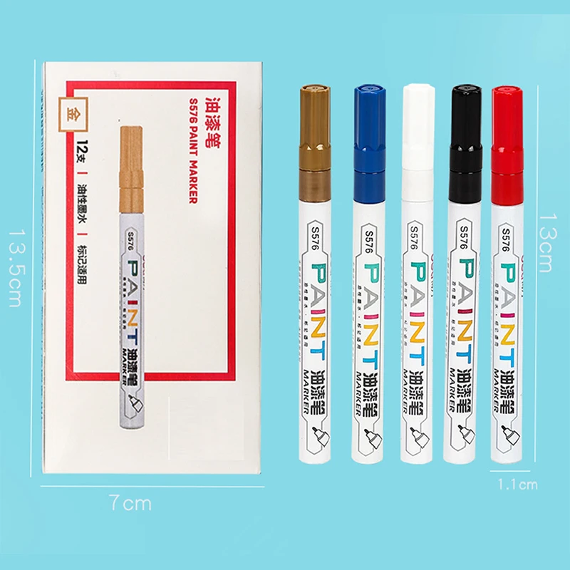 

5 Colors Permanent Waterproof Metal Marker Pens Paint Pen for Paper Glass Tire Fabric CD DIY Art Marking Stationery Supplies
