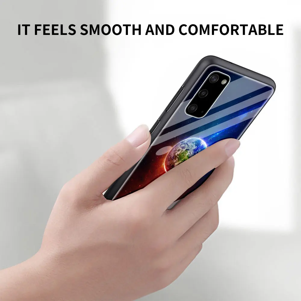 

Glitter Planet Glass Case For Samsung Galaxy S21 S20 FE S10 S9 Plus Note 20 9 10 Lite S20Ultra Coque Phone Shell Cover