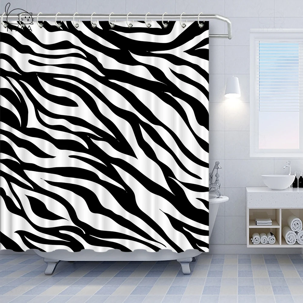 Vixm домашняя полосатая тканевая занавеска для душа с полосками черно белая ванной