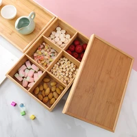 bamboo melon seed snack fruit tray dried fruit tray compartment with lid living room household storage fruit snack candy box