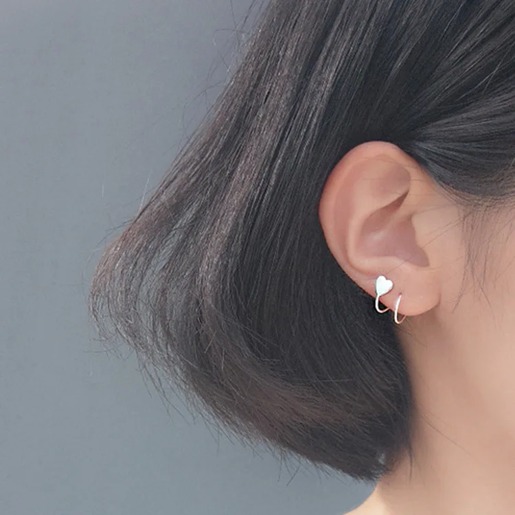 

Genuine 925 Sterling Silver Love Heart Spiral Stud Earrings Twisted Earring for Women GIrls Hypoallergenic Jewelry