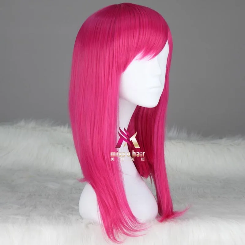 

MAGI new Puella Moore Gala Red Synthetic Hair Cosplay pink Wig With A Chip Long Removable Ponytail + Wig Cap