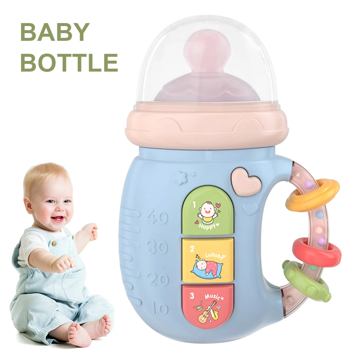 

Baby Bottle Rattles Toys Hand Hold Shaking Bell Teether Toys Electric Rattle Milk Bottle With Light Music Baby Christmas Gift