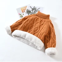 children clothes baby boys cotton warm pullovers plush inside sweaters girls winter turtleneck knitted loose jacket coat