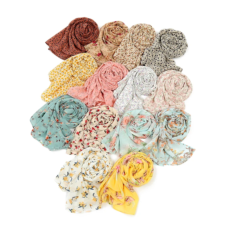 

Шарф женский шифоновый однотонный, с принтом, 10 шт.