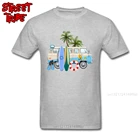Новая мужская футболка, праздничные повседневные футболки, одежда с принтом автомобиля и доски для серфинга, размеры пальмы, топы для пляжа и пикника, хлопковая ткань