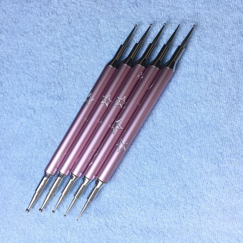 

5Pcs Metal Handle Nail Art Brush Tools Set Manicure UV Gel Polish Double Headed Nail Brush Liner Dotting Drawing Painting Pen