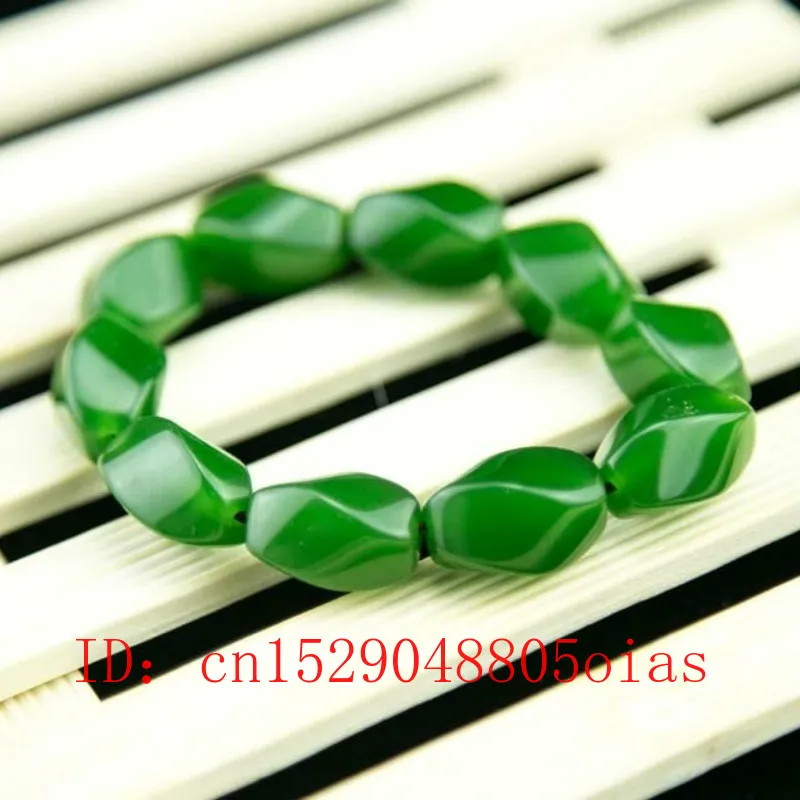 Натуральный зеленый китайский Jade Jasper бисер эластичный браслет Модный Шарм