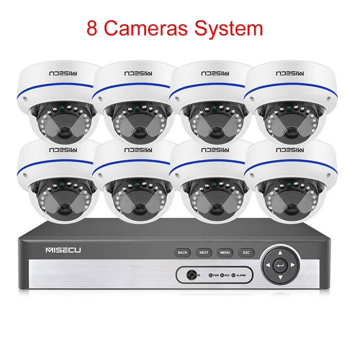 4MP 8PCS CAMERAS KIT MISECU H.265 8CH 48 V POE CCTV система 5.0MP IP POE Антивандальная Водонепроницаемая металлическая камера 2560*1440 комплект видеонаблюдения - Цвет: 4MP 8PCS CAMERAS KIT