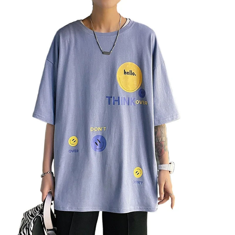 

Футболка мужская летняя новая стильная мужская футболка из чистого хлопка с коротким рукавом трендовая Универсальная футболка с коротким ...