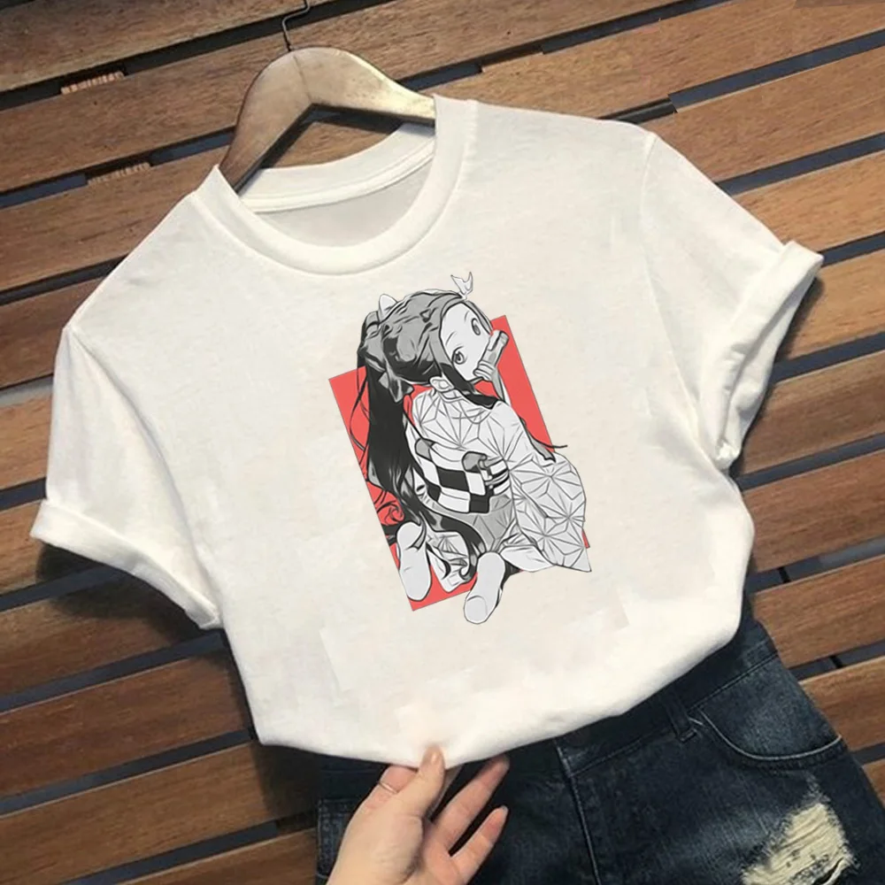 

Anime Demon Slayer nezuko T-shirt O-neck Loose Casual Fashion Print Cloth Female