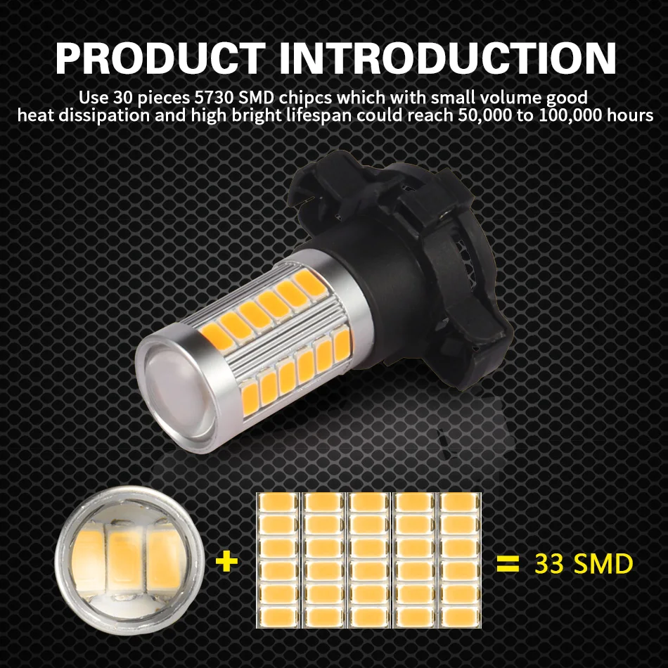 Желтый Янтарный без ошибок PY24W 5200s светодиодный лампы сигнал поворота для BMW E90/E92 3