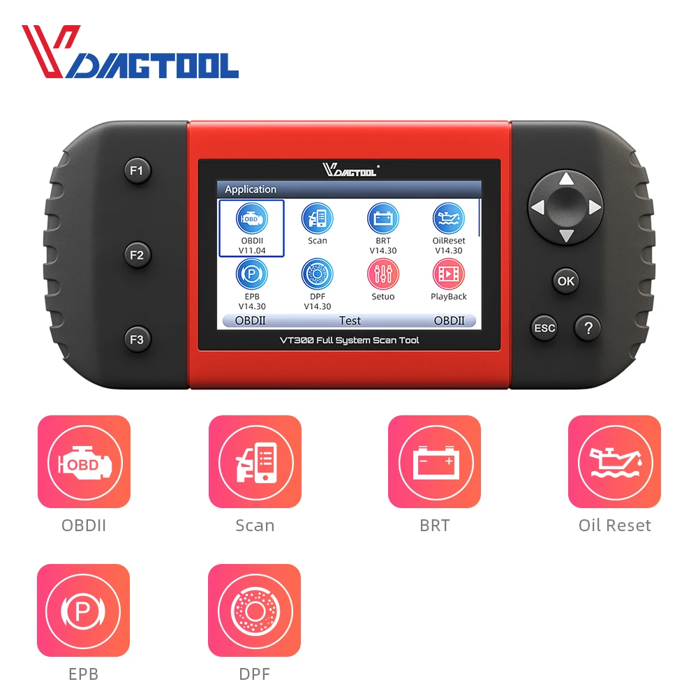 Автомобильный диагностический сканер VDIAGTOOL VT300 EPB DPF DRP BRT OBDII OBD2 полная поддержка
