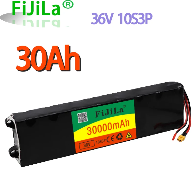 

100% New 36V 30Ah 10S3P rechargeable lithium battery pack with BMS, suitable for modified scooter electric vehicle battery XT30