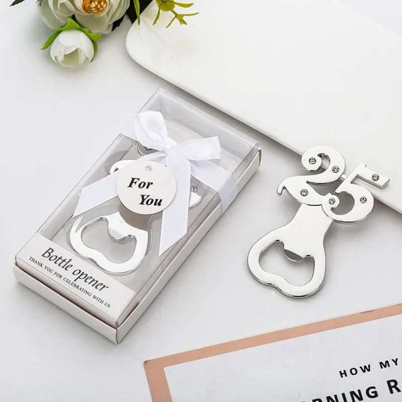 10 шт./лот сувениры для вечеринок открывалка бутылок 25 лет подарок на день
