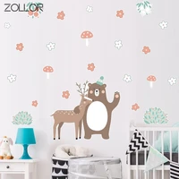 zollor forest bush cartoon bear diy wall sticker cartoon baby children room home decorative sticker dorm office mural decals
