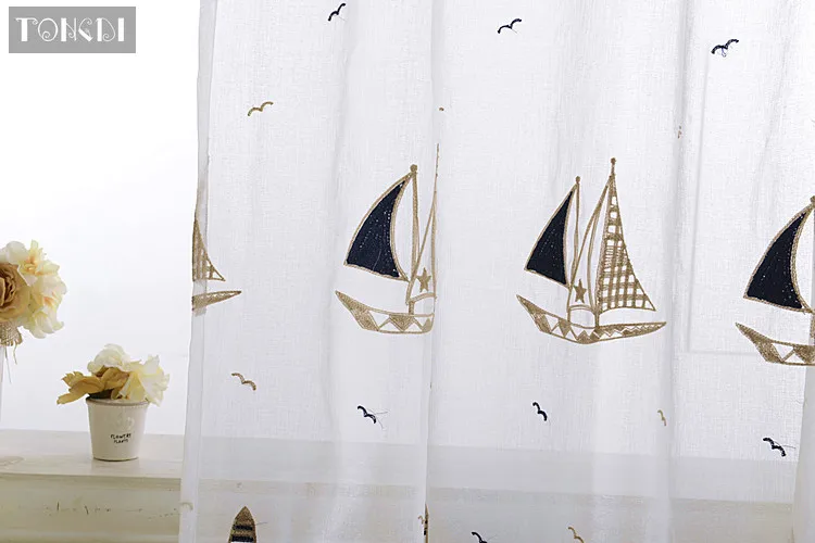 TONGDI Белый Тюль Штора для детской элегантный парусник Embrodery отвесный Роскошный