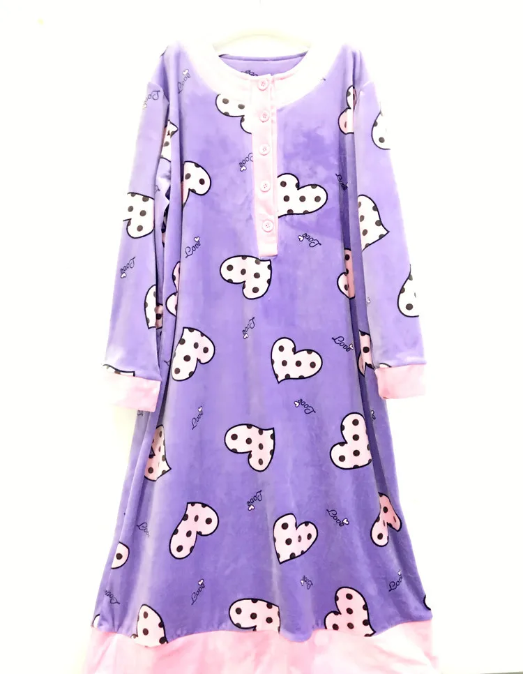 

Women's Long Sleeve Double Faced Fine Velvet Nightgown Sleepwear Winter Korean Velvet Casual Long Nightdress Home Night Dress