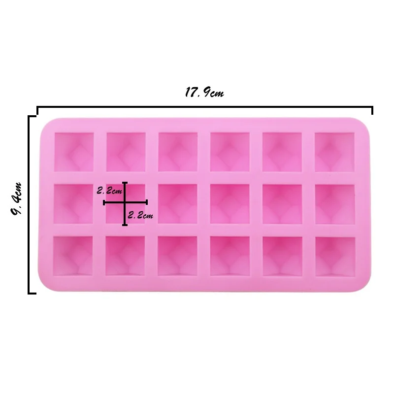 

18 Cavities Diamond Shaped Ice Cube Tray Mold for Sugars Gummies Wax Craft Making Chocolate Silicone Mould Summer DIY