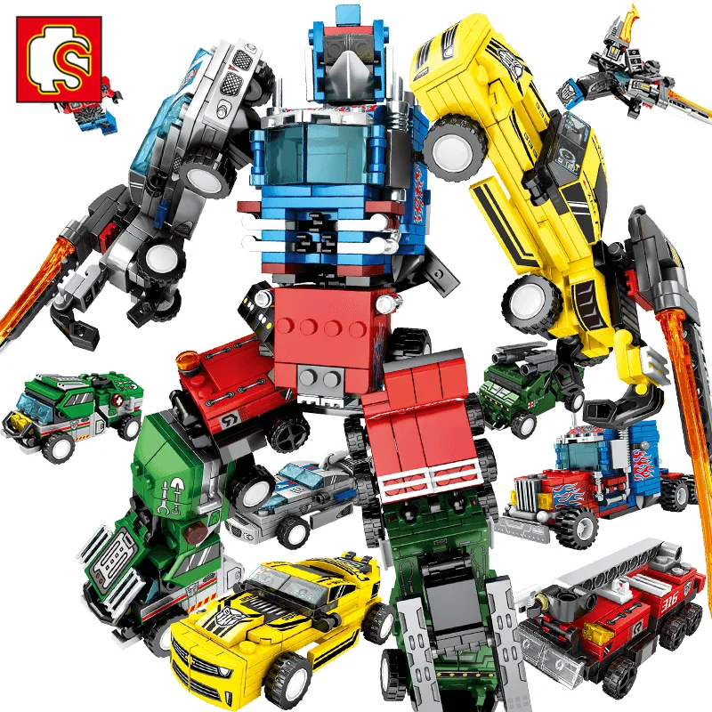 

777 PCS Transformation Robot Toys Children Building Blocks Kit Toy Blocks Educational Bricks Boys Car Model vehicle