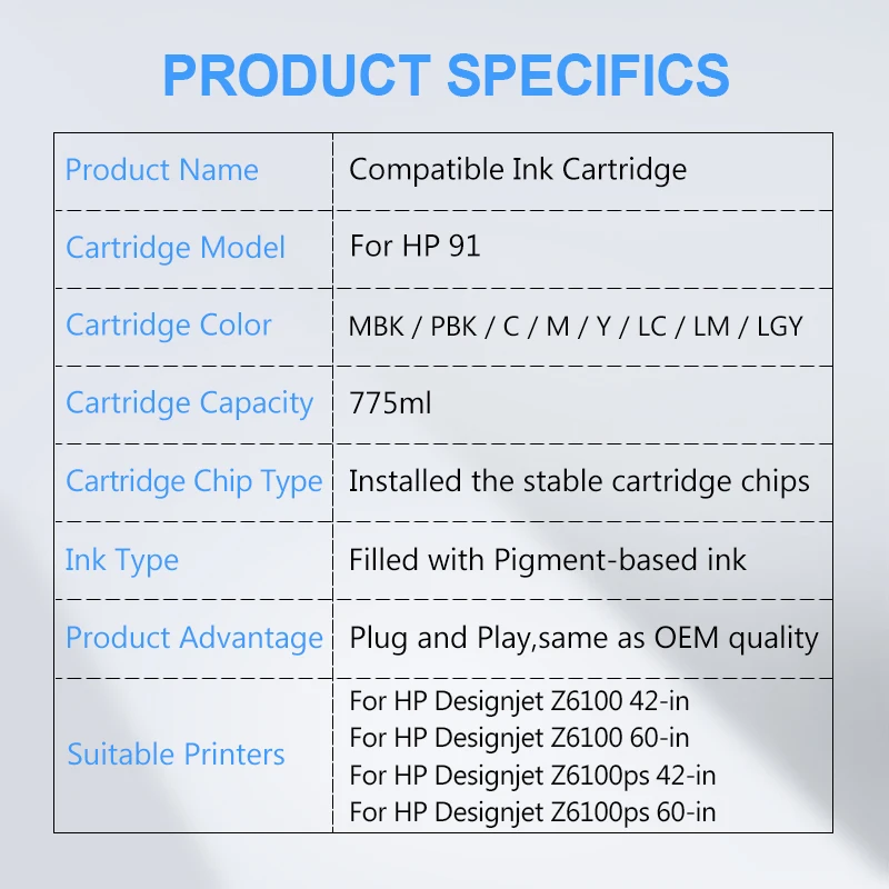 [Сторонний бренд] для HP 91 сменный чернильный картридж с пигментными чернилами