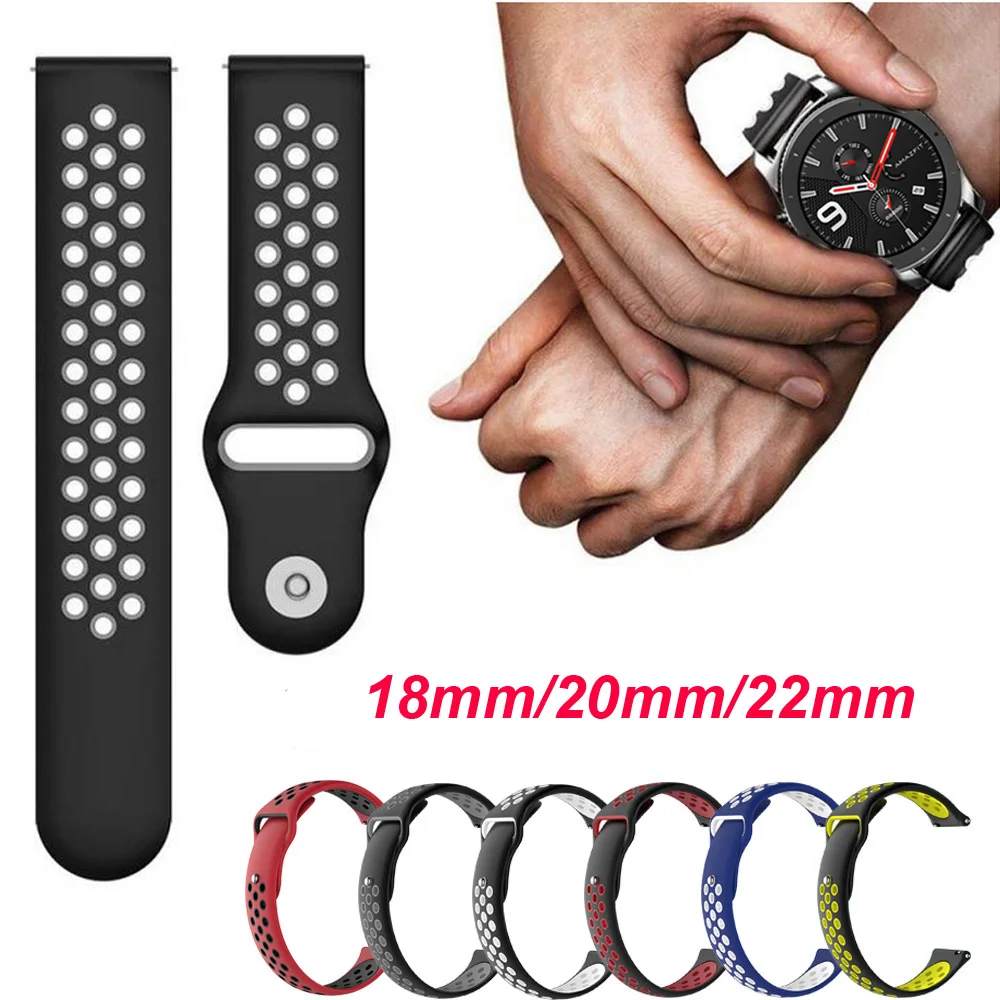 Спортивный ремешок для Xiaomi Amazfit Bip Gts Gtr из мягкого силикона 20/22 мм Huami Pace Stratos 42 47