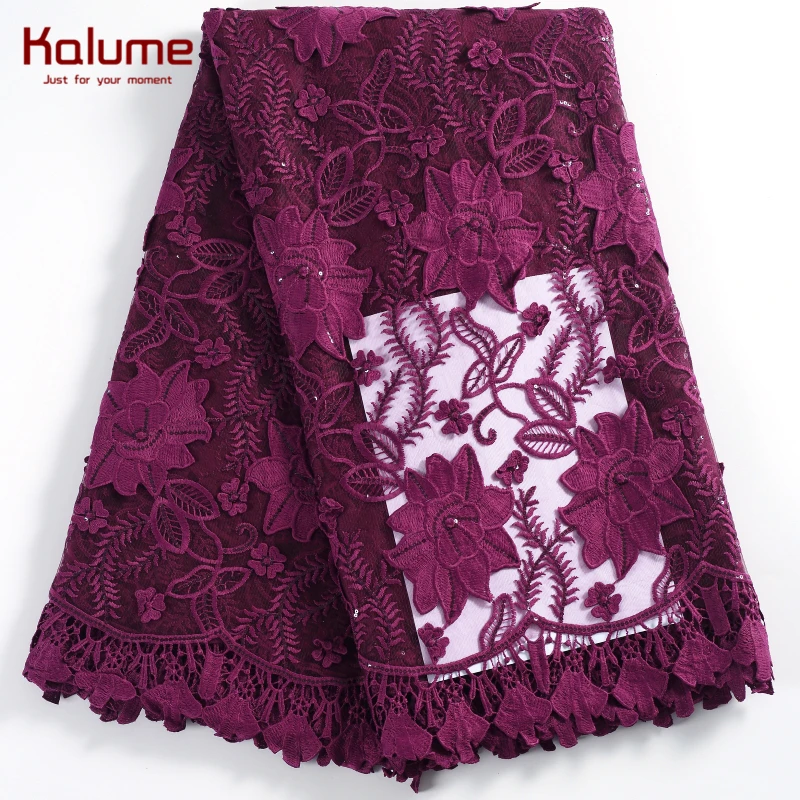 

Высококачественная африканская кружевная ткань Kalume с блестками, мягкая 3D Цветочная французская сетчатая кружевная ткань, новейшая нигерий...