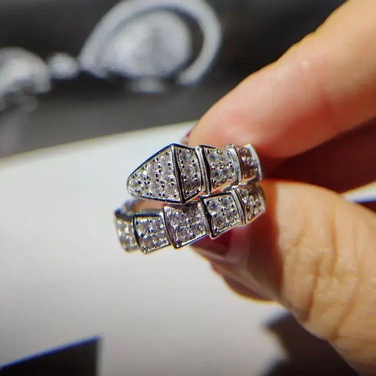 

Snake-shaped ring female snake-shaped open ring inlaid zircon fashion light luxury ins wind ring gift