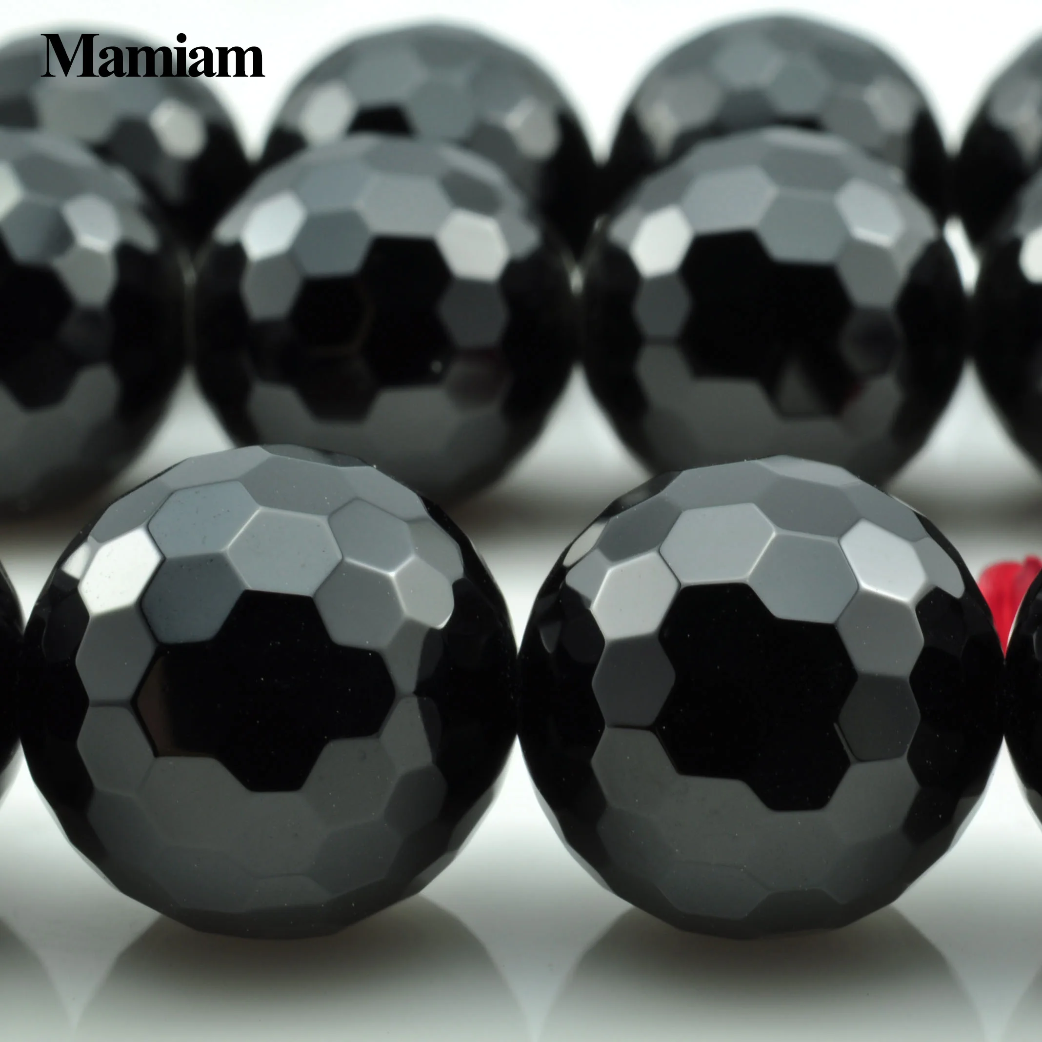 

Mamiam Natural Black Agate Faceted Round Beads Smooth Loose Stone Diy Bracelet Necklace Jewelry Making Gemstone Gift Design