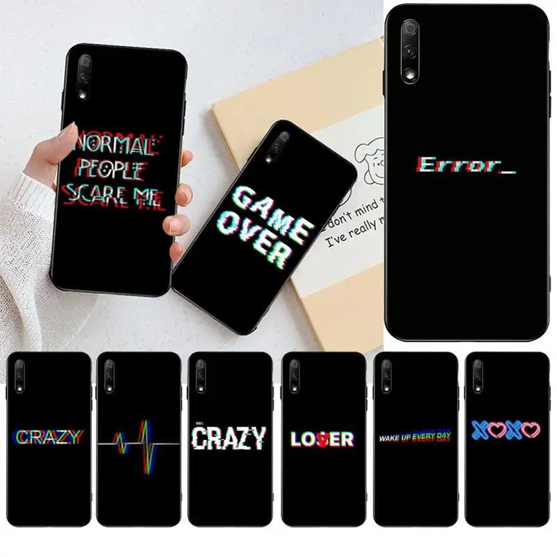 Цветной текст на черном фоне чехол черный мягкий для телефона Huawei Honor 30 20 10 9 8 8x 8c v30