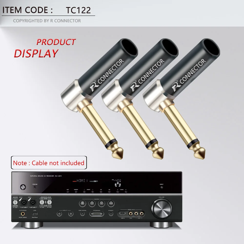 10 шт. 6 35 мм цепи 2 pole моно штекер под прямым углом провода Позолоченный разъем Jack