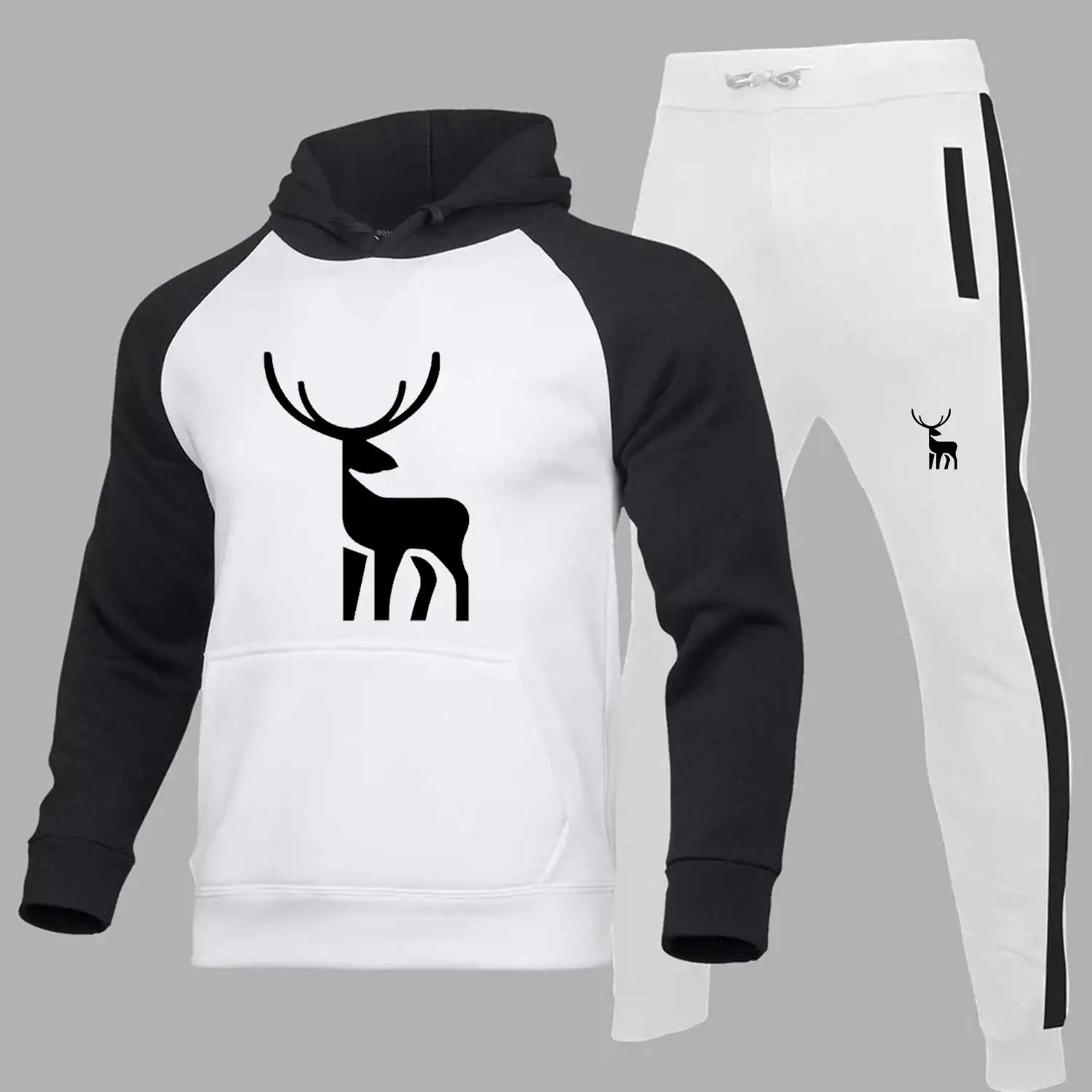 

New Spring and Autumn Simple Style Men's Pullover Men's Sportswear Two Piece Hoodie + Pants Sweatshirt