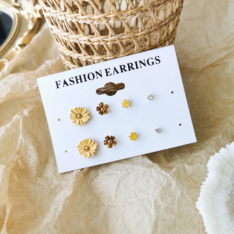 Эстетические летние милые серьги с маленькими цветами маленькие трехмерные