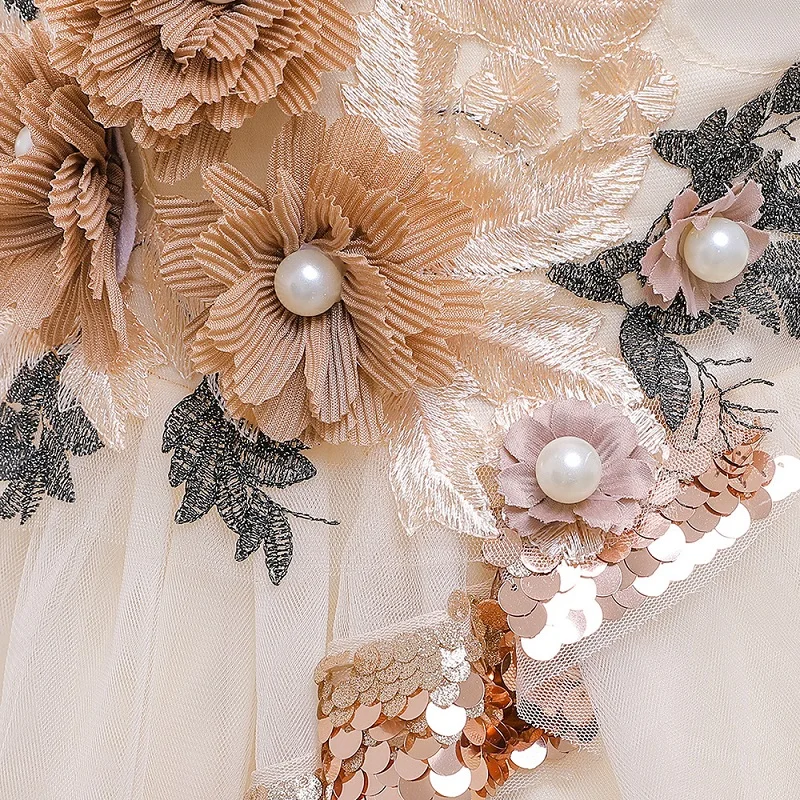 

4-10yrs Hot Selling Baby Girls Flower sequins Dress High quality Party Princess Dress Children kids clothes 6colors